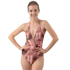 Rose Abstract Stars Halter Cut-out One Piece Swimsuit by DimitriosArt