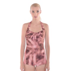 Rose Abstract Stars Boyleg Halter Swimsuit  by DimitriosArt