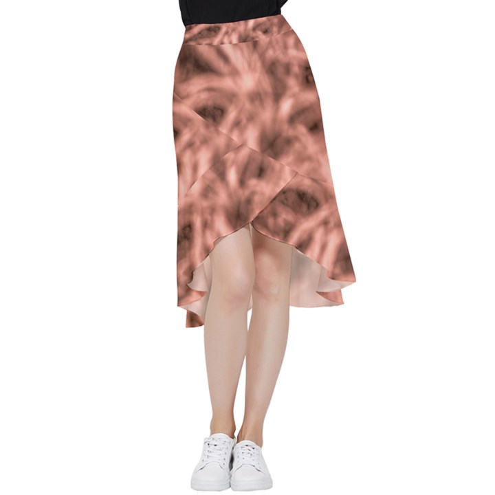 Rose Abstract Stars Frill Hi Low Chiffon Skirt