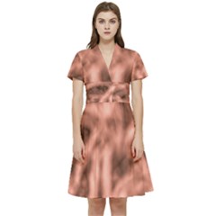 Rose Abstract Stars Short Sleeve Waist Detail Dress by DimitriosArt