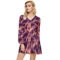 Topaz  Abstract Stars Tiered Long Sleeve Mini Dress