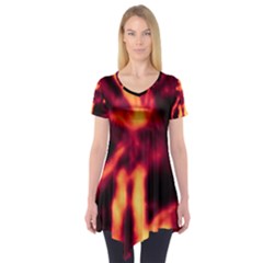 Lava Abstract Stars Short Sleeve Tunic  by DimitriosArt