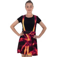 Lava Abstract Stars Velvet Suspender Skater Skirt by DimitriosArt