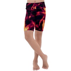 Lava Abstract Stars Kids  Lightweight Velour Cropped Yoga Leggings by DimitriosArt