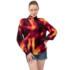 Lava Abstract Stars High Neck Long Sleeve Chiffon Top by DimitriosArt