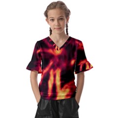 Lava Abstract Stars Kids  V-neck Horn Sleeve Blouse