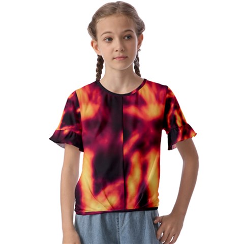 Lava Abstract Stars Kids  Cuff Sleeve Scrunch Bottom Tee by DimitriosArt