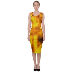 Golden Abstract Stars Sleeveless Pencil Dress