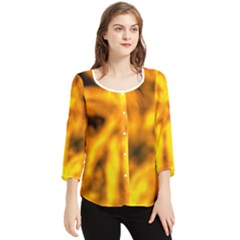 Golden Abstract Stars Chiffon Quarter Sleeve Blouse by DimitriosArt