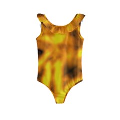 Golden Abstract Stars Kids  Frill Swimsuit by DimitriosArt