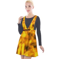 Golden Abstract Stars Plunge Pinafore Velour Dress by DimitriosArt