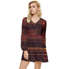 Gradient (97) Tiered Long Sleeve Mini Dress