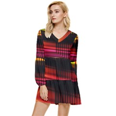 Gradient Tiered Long Sleeve Mini Dress