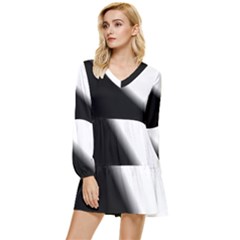 Gradient Tiered Long Sleeve Mini Dress