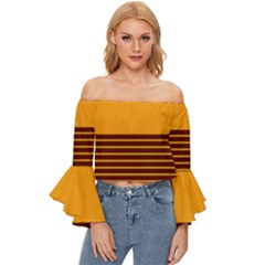 Gradient Off Shoulder Flutter Bell Sleeve Top