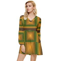 Gradient Tiered Long Sleeve Mini Dress