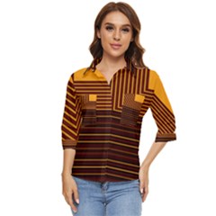 Gradient Women s Quarter Sleeve Pocket Shirt