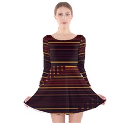 Gradient Long Sleeve Velvet Skater Dress