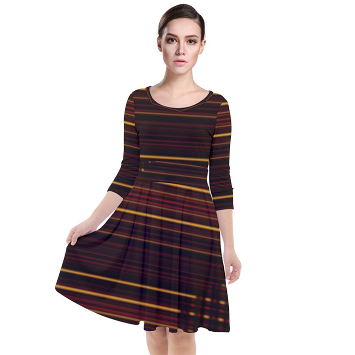 Gradient Quarter Sleeve Waist Band Dress