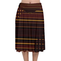 Gradient Velvet Flared Midi Skirt