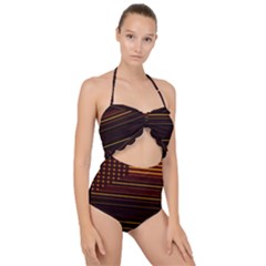 Gradient Scallop Top Cut Out Swimsuit