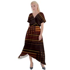 Gradient Cross Front Sharkbite Hem Maxi Dress