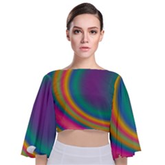 Gradientcolors Tie Back Butterfly Sleeve Chiffon Top by Sparkle