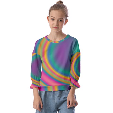 Gradientcolors Kids  Cuff Sleeve Top by Sparkle