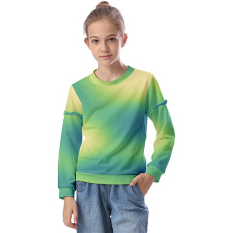 Gradientcolors Kids  Long Sleeve Tee With Frill  by Sparkle