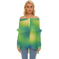 Gradientcolors Off Shoulder Chiffon Pocket Shirt