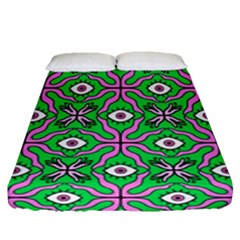 Abstract Illustration With Eyes Fitted Sheet (queen Size) by SychEva