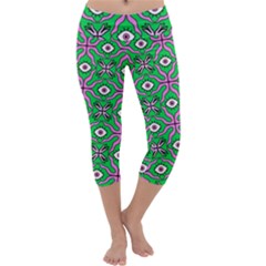 Abstract Illustration With Eyes Capri Yoga Leggings by SychEva