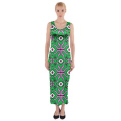 Abstract Illustration With Eyes Fitted Maxi Dress by SychEva