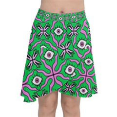 Abstract Illustration With Eyes Chiffon Wrap Front Skirt by SychEva