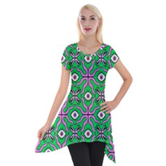 Abstract Illustration With Eyes Short Sleeve Side Drop Tunic by SychEva