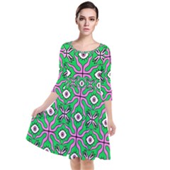 Abstract Illustration With Eyes Quarter Sleeve Waist Band Dress by SychEva