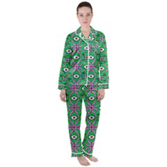 Abstract Illustration With Eyes Satin Long Sleeve Pajamas Set by SychEva