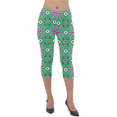 Abstract Illustration With Eyes Lightweight Velour Capri Leggings  by SychEva