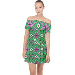 Abstract Illustration With Eyes Off Shoulder Chiffon Dress by SychEva