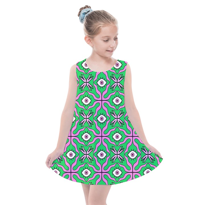 Abstract Illustration With Eyes Kids  Summer Dress