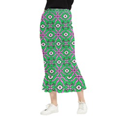 Abstract Illustration With Eyes Maxi Fishtail Chiffon Skirt