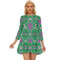 Abstract Illustration With Eyes Long Sleeve Babydoll Dress View1