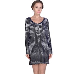 Bw Creepy Fantasy Scene Artwork Long Sleeve Nightdress by dflcprintsclothing