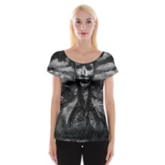 Bw Creepy Fantasy Scene Artwork Cap Sleeve Top by dflcprintsclothing