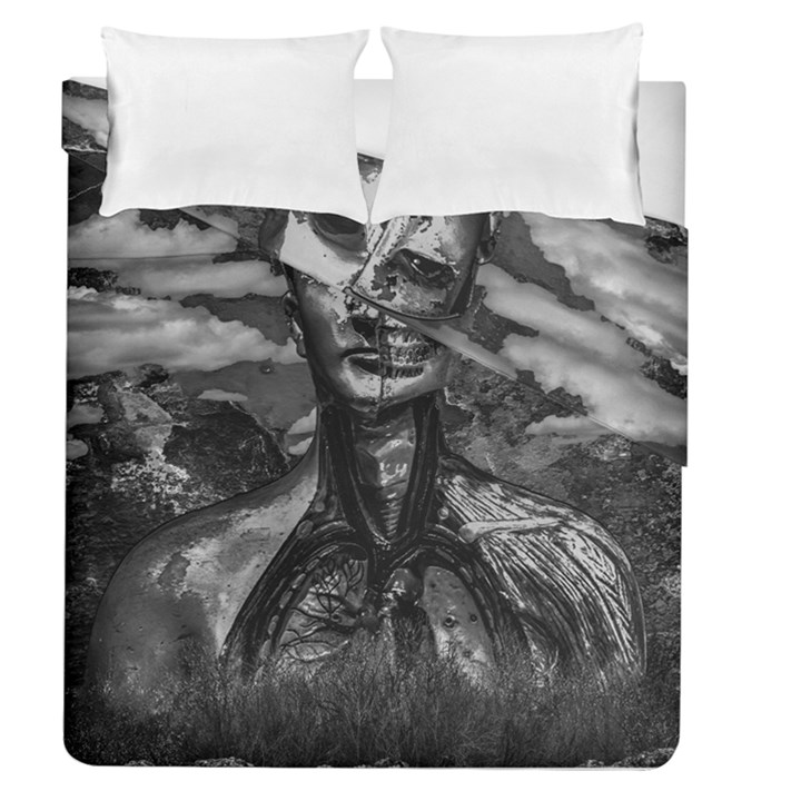 Bw Creepy Fantasy Scene Artwork Duvet Cover Double Side (Queen Size)