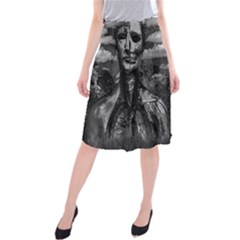 Bw Creepy Fantasy Scene Artwork Midi Beach Skirt by dflcprintsclothing