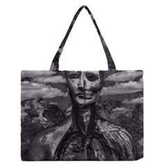 Bw Creepy Fantasy Scene Artwork Zipper Medium Tote Bag by dflcprintsclothing