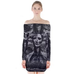 Bw Creepy Fantasy Scene Artwork Long Sleeve Off Shoulder Dress by dflcprintsclothing