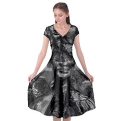 Bw Creepy Fantasy Scene Artwork Cap Sleeve Wrap Front Dress by dflcprintsclothing