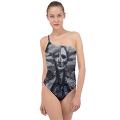 Bw Creepy Fantasy Scene Artwork Classic One Shoulder Swimsuit